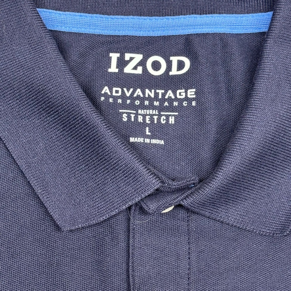 IZOD Advantage Performance Polo Shirt Size L Navy Blue Natural Stretch - Picture 3 of 9
